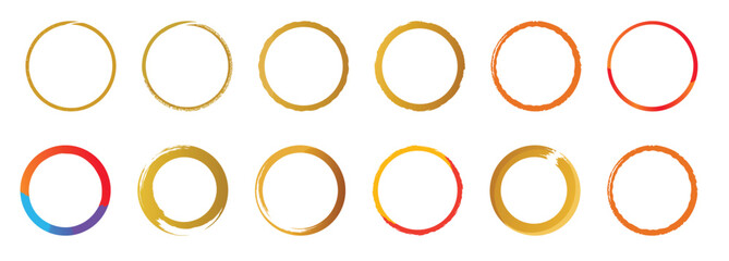 Collection of 12 Colorful Circular Frames Perfect for Design Projects, Logos, and Branding