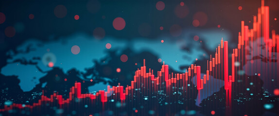 Fototapeta premium Analyzing Trade Wars: Market Volatility, Stock Performance, Currency Fluctuations & Investor Confidence in Global Finance - Empty Space for Text