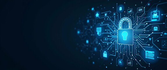 Fototapeta premium High Resolution Visual of Cybersecurity Threats: Advanced Digital Interfaces, Real-Time Threat Analytics, Secure Data Vaults, Integrated Risk Management Frameworks, Defending IT Infrastructures