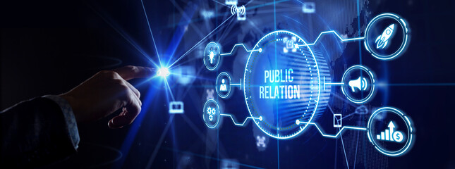 PR Public relations concept. Communication advertising marketing strategy.