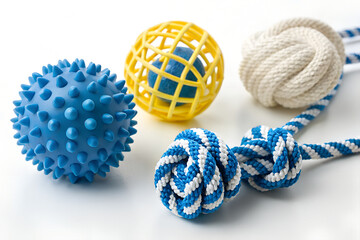 Colorful Dog Chew Toys – Rope Knots and Spiky Balls for Pet Play
