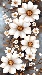 Elegant White Flowers Botanical Art Print