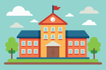 Naklejka premium Vector Illustration of a School Building Design