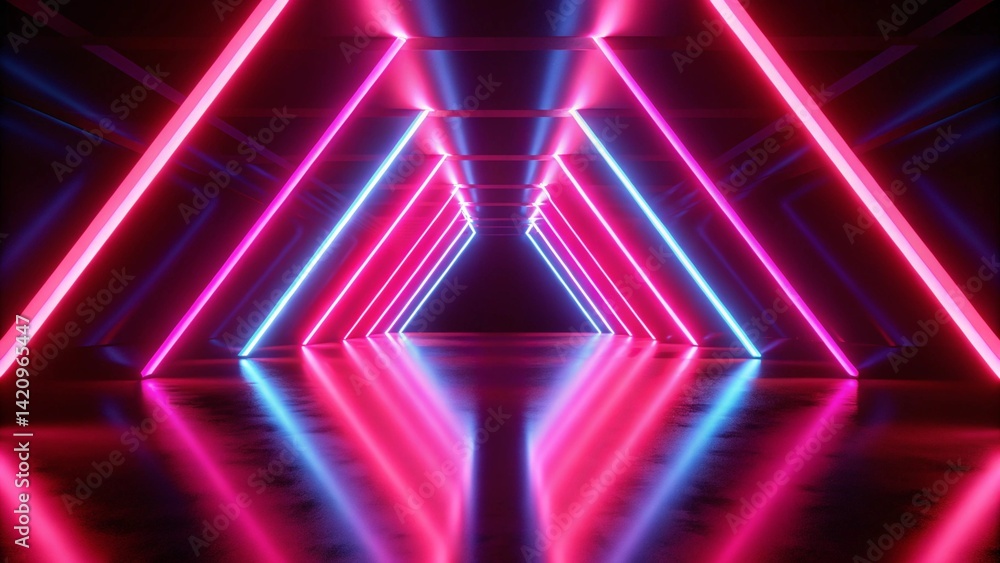Aufkleber 80s video game scene in purple and blue neon colors, three dimensional, 3d, games, retro arcade vibe
