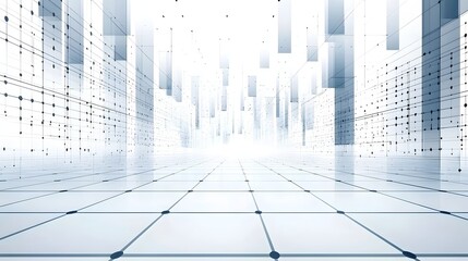 Abstract Gray and White Geometric Grid Pattern Background for Technology Industry or Infographic