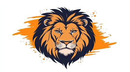 Obraz premium Lion's head illustration with orange background