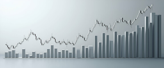 Obraz premium Stock market graph or forex trading chart for business and financial concepts reports and investment on grey background. Vector illustration. concept as Stock market graph or forex trading chart for b