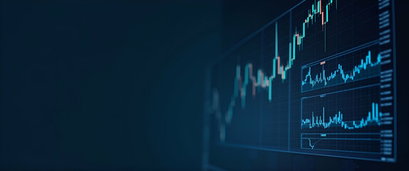 Obraz premium Stock Market Financial Statistics on Screen: Real-Time Share Pricing & Online Trading Data with Empty Space for Custom Text