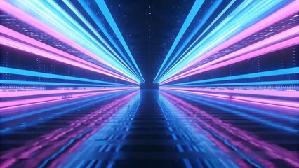 Fototapeta premium Abstract blue, mint and pink background with interlaced digital glitch and distortion effect. Futuristic cyberpunk design. Retro futurism, webpunk, rave 80s 90s cyberpunk aesthetic techno neon colors