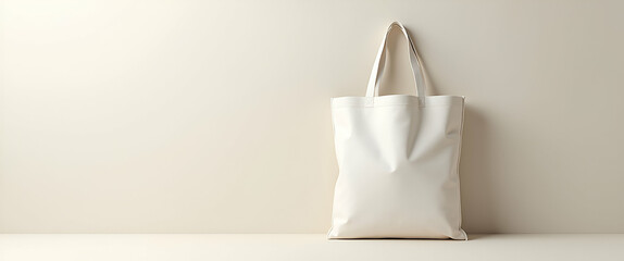 Stylish Eco-Friendly Tote Bag Mockup: Minimalist Design with Creative Branding Elements for Sustainable Fashion Promotion - Perfect for Photo Stock with Left Space for Customization