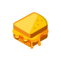 Grilled Cheese Sandwich with Cheese Pull on Transparent Background