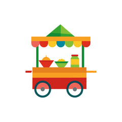 Vibrant Indian Street Food Cart on Transparent Background