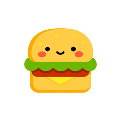 Cute Smiling Sandwich Cartoon on Transparent Background