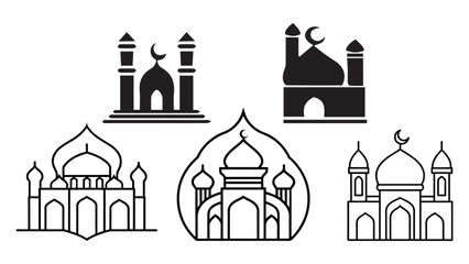 Print Mosque Silhouette icon vector isolated on white background
