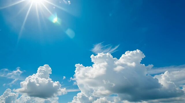 Sky clouds blue cloudscape weather nature cumulus heaven ozone altitude atmosphere troposphere 4k video