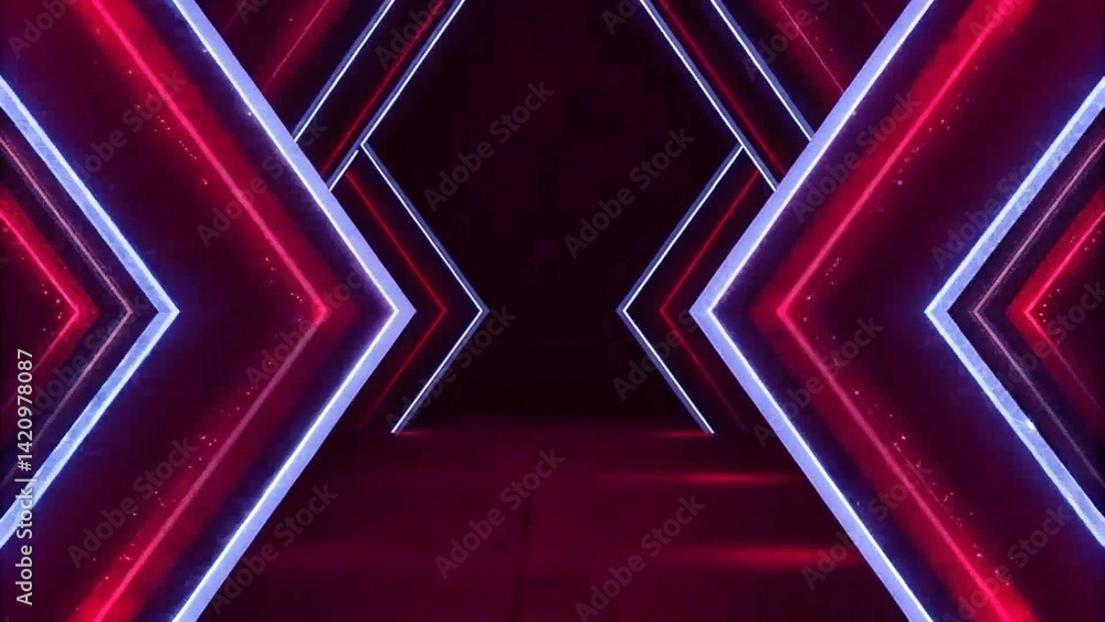 Poster Background wall with neon lines and rays. Background of an empty dark corridor with neon light. Abstract background with lines and glow, futuristic tunnel, vibrant lighting, digital atmosphere