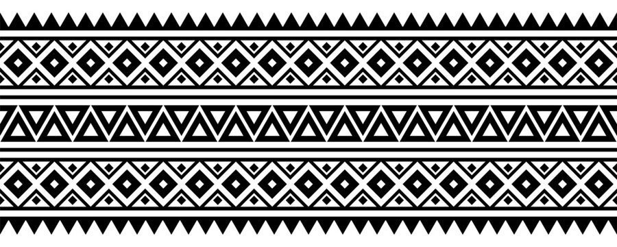 Ethnic border with geometric tribal pattern.