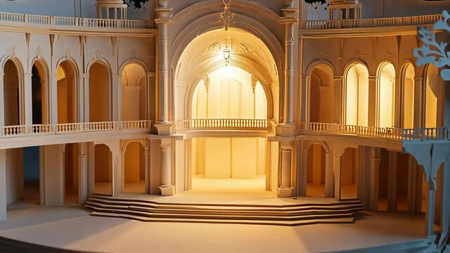 Illuminated Papercut Palace: A Miniature Architectural Marvel