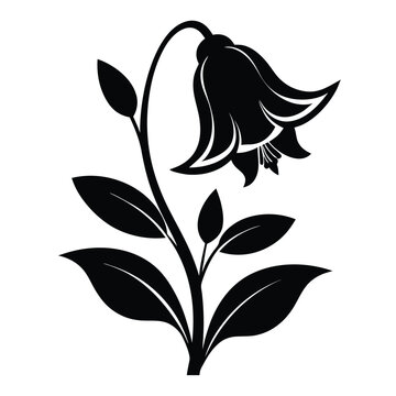 recommend clip art: Black and White Bluebell Flower Illustration