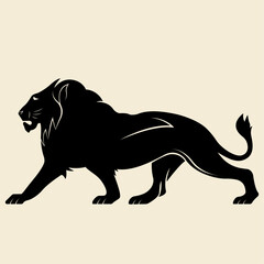 Lion Vector Art – Majestic Black Silhouette Illustration

