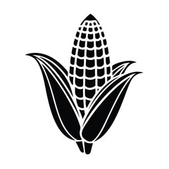 Black and White Corn Cob Illustration