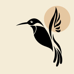 Minimalist Hummingbird Vector — Abstract Flying Bird Silhouette


