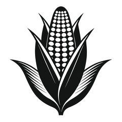 Black and White Corn Cob Illustration