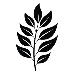 Black and White Leaf Branch Illustration
