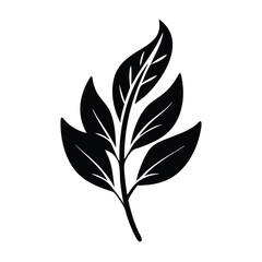 Black and White Leaf Branch Illustration