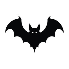 Black Bat Silhouette with Spread Wings