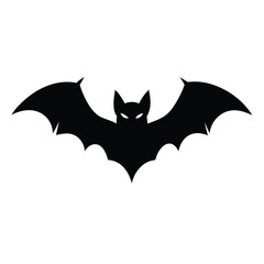 Black Bat Silhouette with Spread Wings