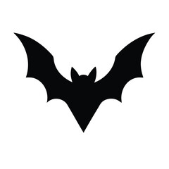 Black Bat Silhouette with Spread Wings
