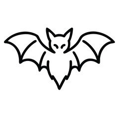 Obraz premium Simple Black Line Bat Icon with Spread Wings
