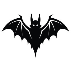 Black Bat Silhouette with Spread Wings