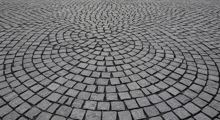 Circular Cobblestone Pavement Grey Stone Road Texture Detailed Street Surface