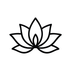 Simple Black Line Lotus Flower Icon
