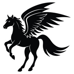 Fototapeta premium Winged horse silhouette vector illustration white background