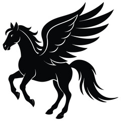 Fototapeta premium flying winged horse vector silhouette