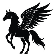 Fototapeta premium jumping horse with wings silhouette vector illustration