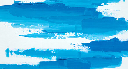 Abstract Blue Acrylic Paint Texture Background Bold Brushstrokes White Canvas Modern Art
