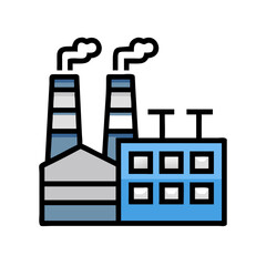 Industrial Factory with Chimneys Icon Design