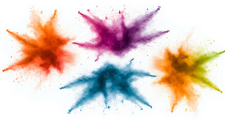 Vibrant Colorful Powder Explosions Abstract Art Multicolored Paint Splashes Holi Festival Design