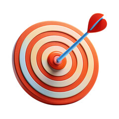 Colorful Dartboard with Arrow Targeting Success and Precision, isolated on transparent background