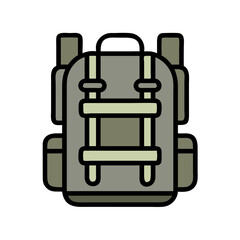 Military Backpack with Straps Icon Design