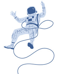 Floating Astronaut in Space Minimalist Art Celebrating Exploration and Wonder