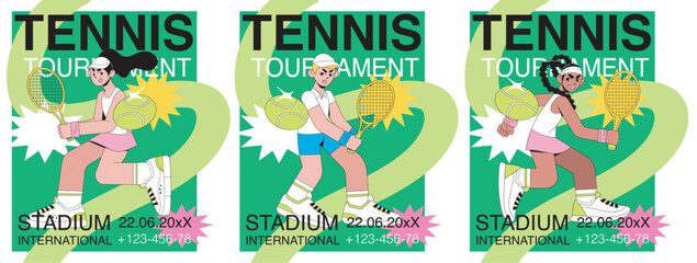 tennis tournament event invitation template. promotion male or female players competition. for poster, flyer, cover, brochure