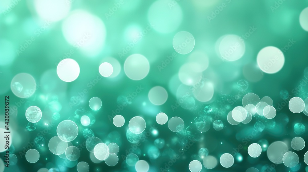 Poster shimmering iridescent green bokeh background for creative projects digital art abstract soft focus