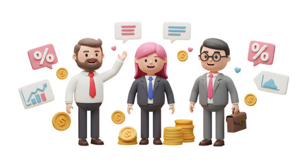 Obraz premium Business Team Discussing Finance and Investment with Coins and Data