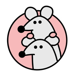 rat set of colorful portrait in flat graphics Illustration