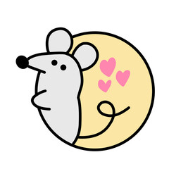 rat set of colorful portrait in flat graphics Illustration